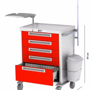 Carrello premium per emergenza linea ecoline colore rosso vivo